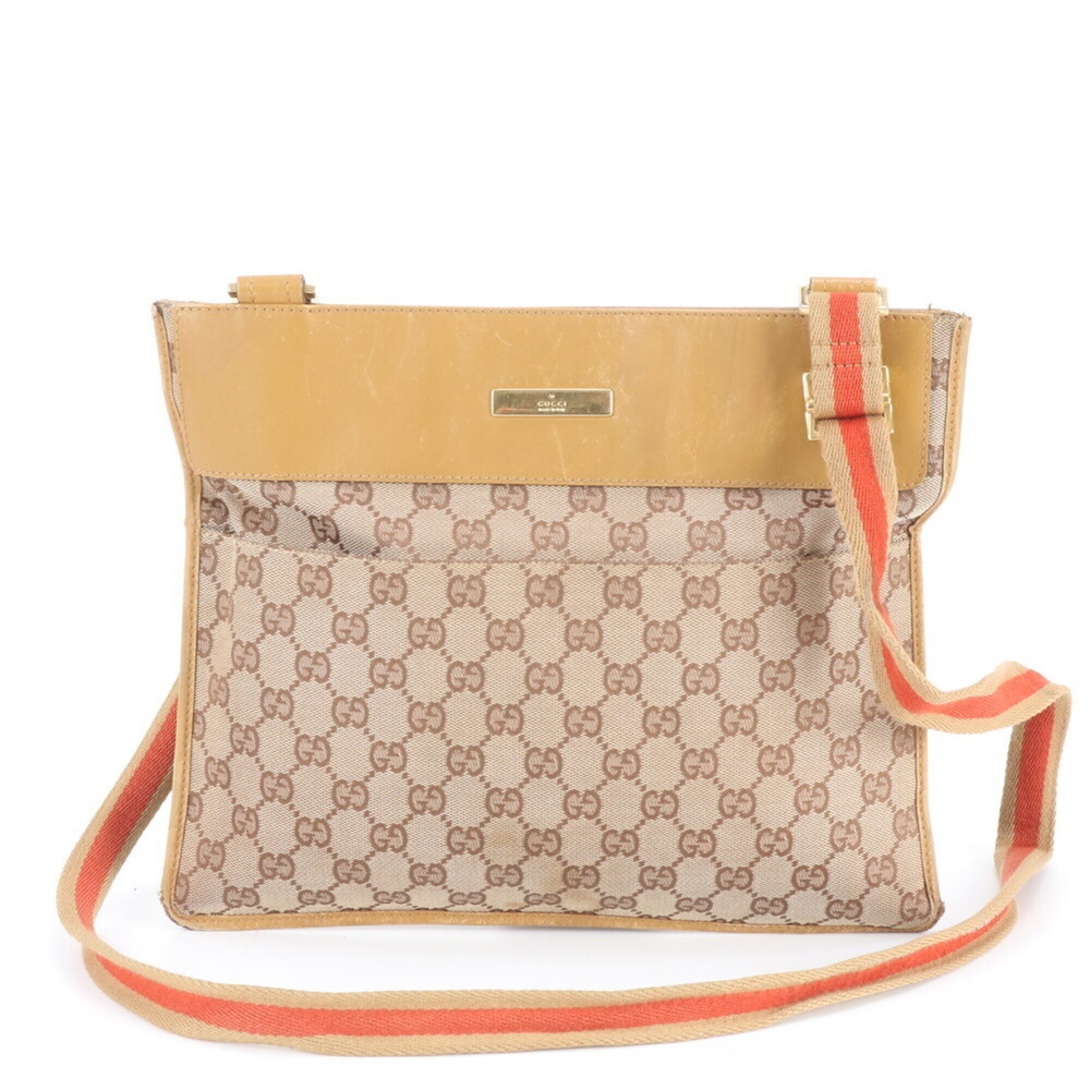 Gucci GG Canvas 019 0354 Leather Shoulder Bag, Crossbody Messenger Brown, Men's